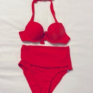 Aerie Orange Red Two Piece Bikini